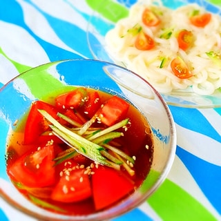 火を使わずに作る！ゴマ香る♪トマトきゅうりつけ麺♪